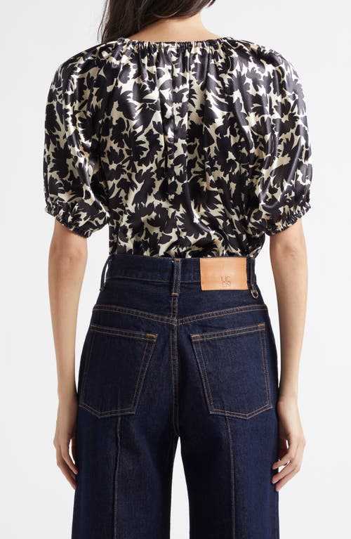 Shop Ulla Johnson Neema Tie Neck Satin Top In Raven