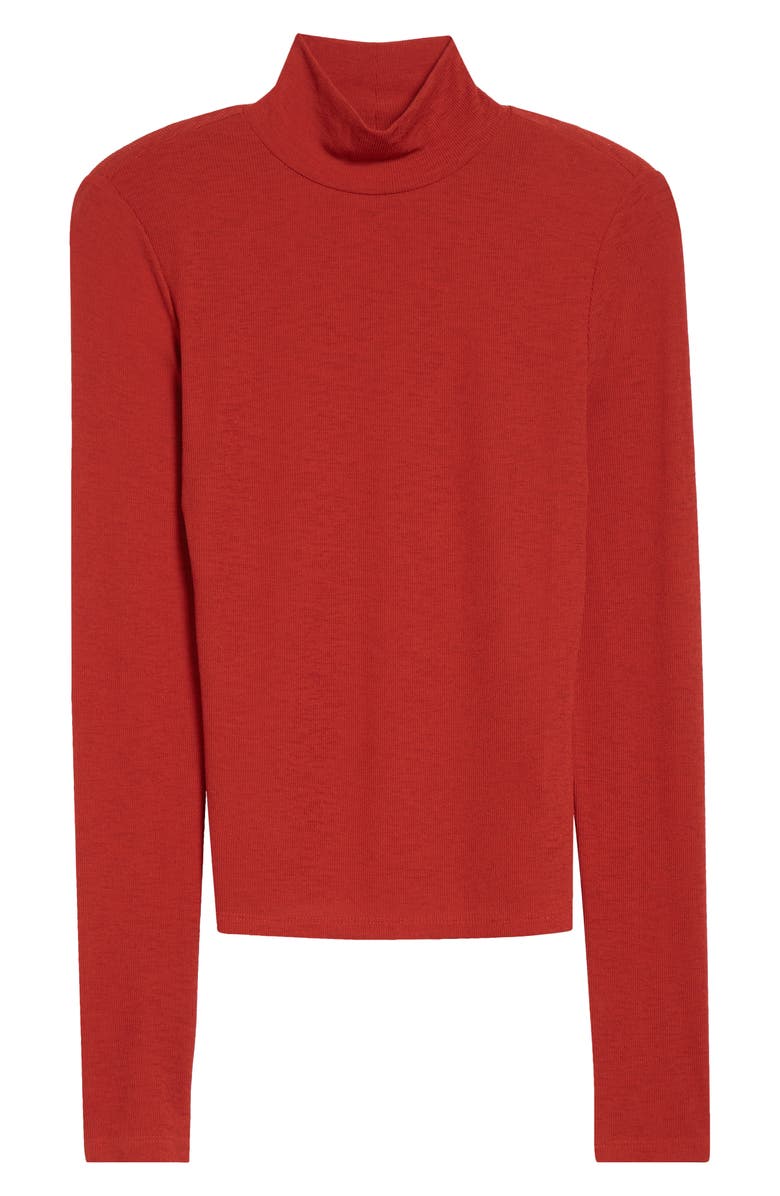 Veronica Beard Wyeth Rib Mock Neck Top, Alternate, color, Carnelian Red