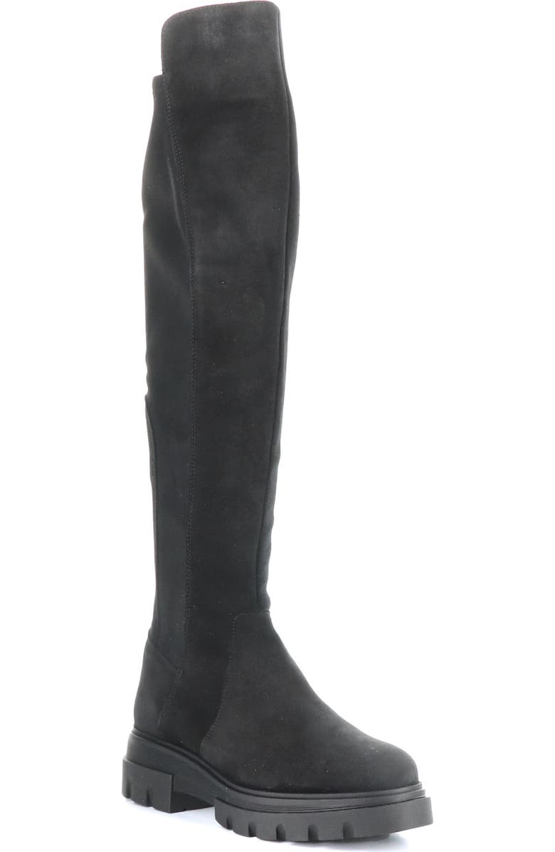 Bos. & Co. Fifth Waterproof Knee High Boot, Main, color, Black Suede/ Stretch