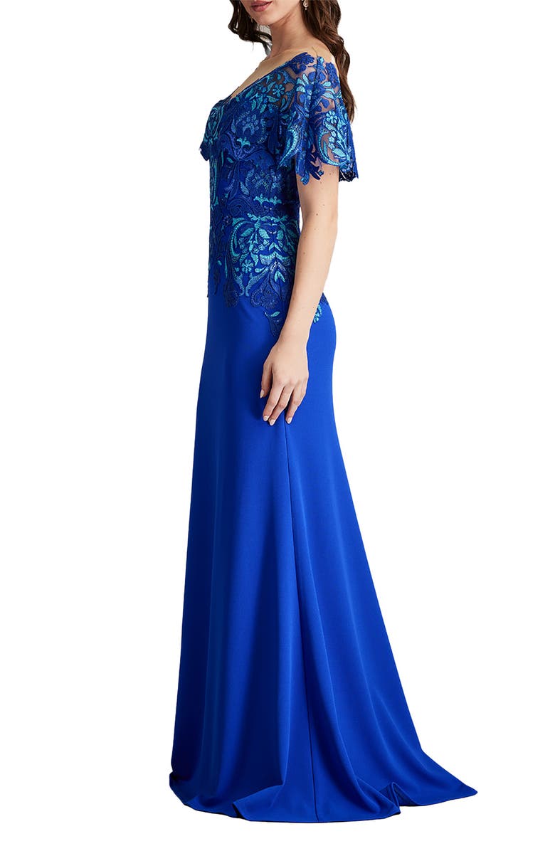 Tadashi Shoji Sequin Lace Bodice Crepe Gown, Alternate, color, 