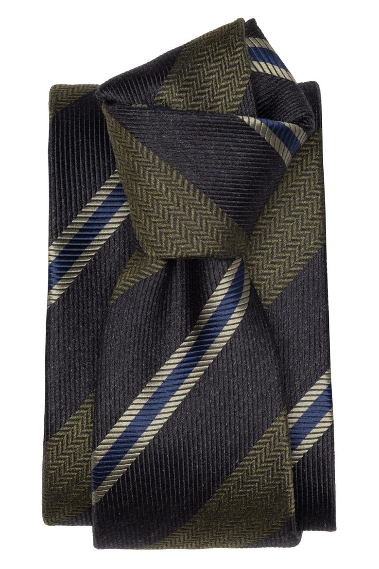 Flaminia - Silk Jacquard Tie for Men, Alternate, color, Navy and Olive