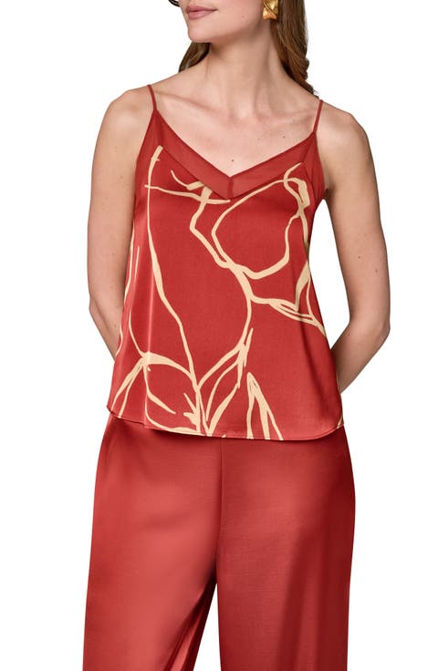 Print Sheer Trim Camisole