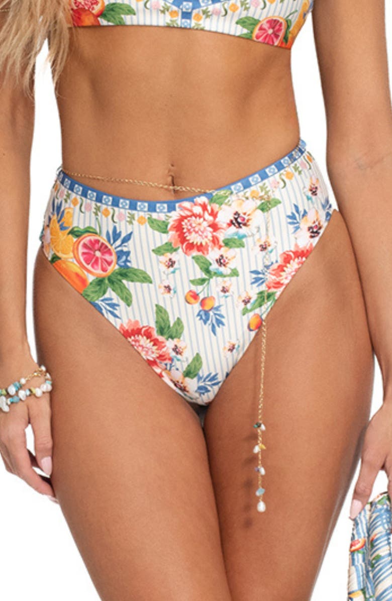 Agua Bendita Penelope Basket High Waist Bikini Bottoms, Main, color, Blue