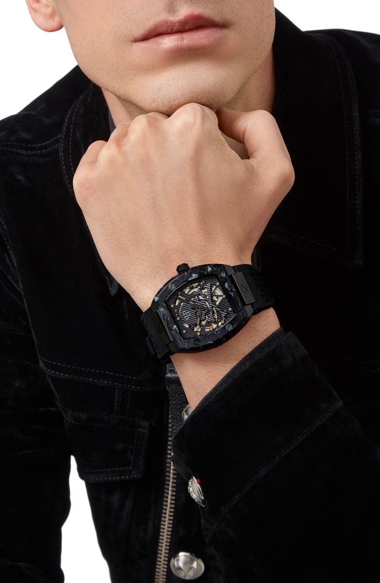 PHILIPP PLEIN The $keleton Silicone Strap Watch, 44mm, Alternate, color,