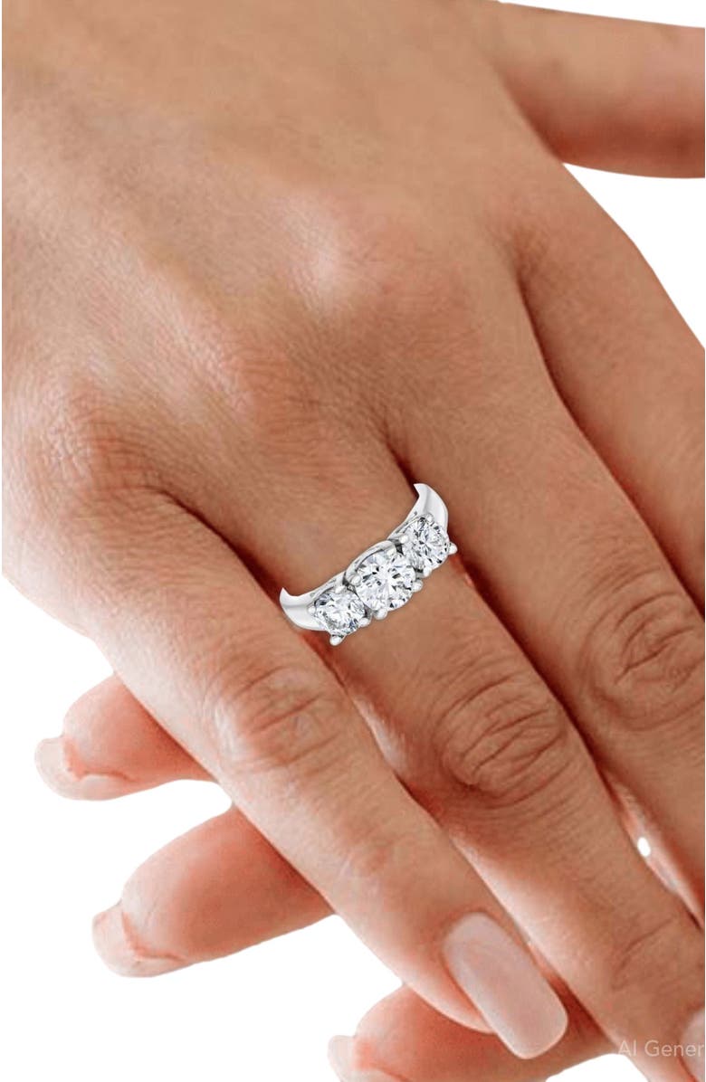 Bliss Diamond 2ct Three Stone Lab Grown Diamond Engagement Ring 14K Gold, Alternate, color, 