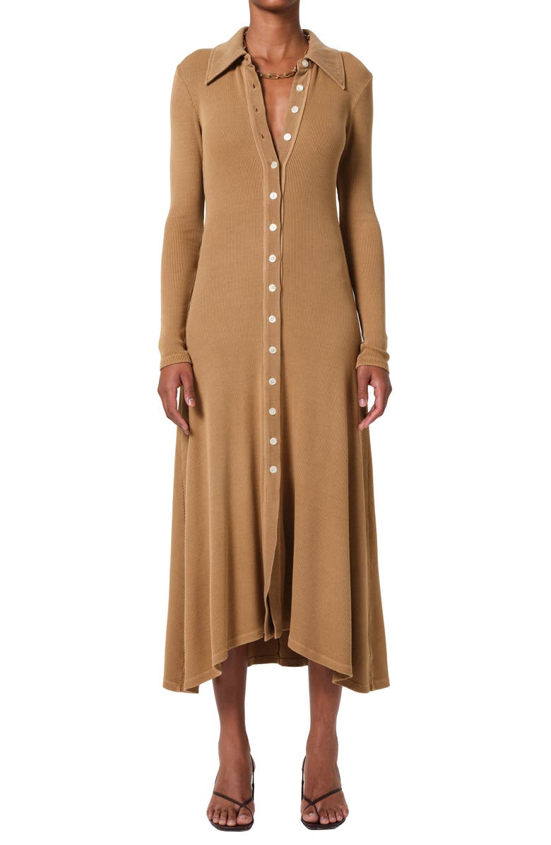 Citizens of Humanity Gila Long Sleeve Rib Polo Shirtdress, Main, color, Marcona