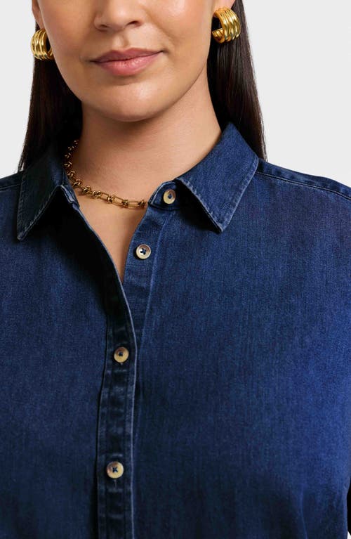Foxcroft Margie Denim Button-up Shirt In Blue