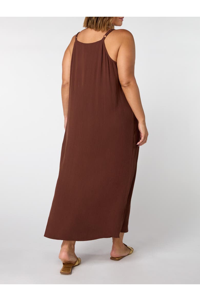 Crinkle Strappy Dress, Alternate, color, Chocolate
