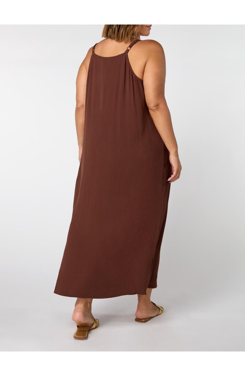 Live Unlimited Crinkle Strappy Dress, Alternate, color, Chocolate