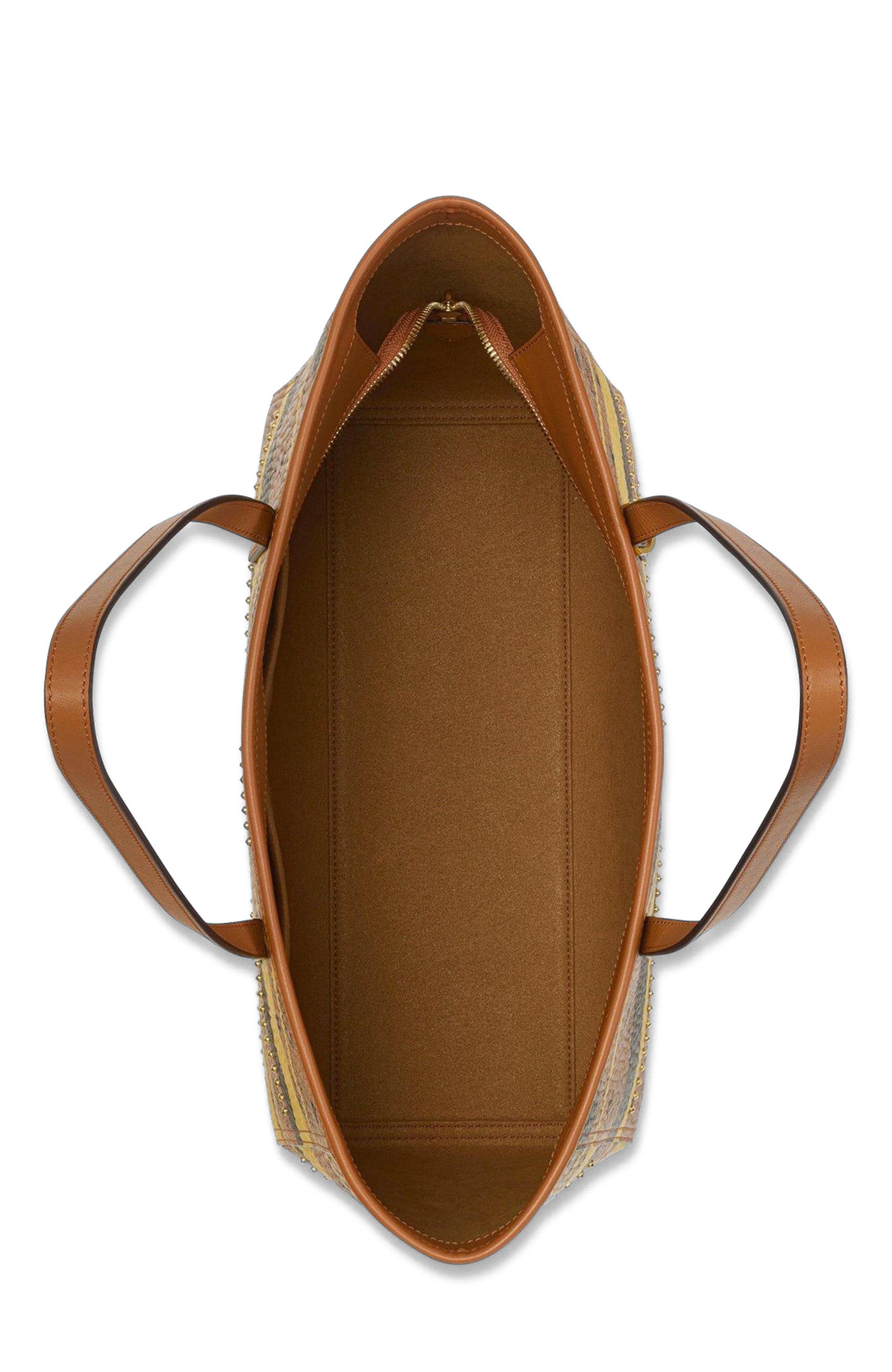 MCM Studded Toni Top-Zip Shopper in Mega Herringbone Visetos, Alternate, color, 