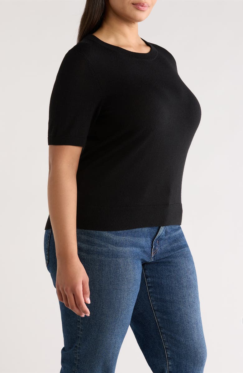 Caslon<sup>®</sup> Short Sleeve Wool Blend Sweater Top, Alternate, color, Black