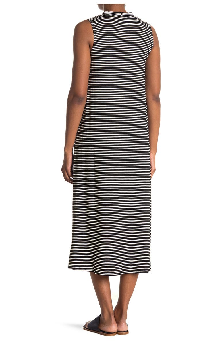 TASH AND SOPHIE Striped Mock Neck Sleeveless Midi Dress, Main, color,