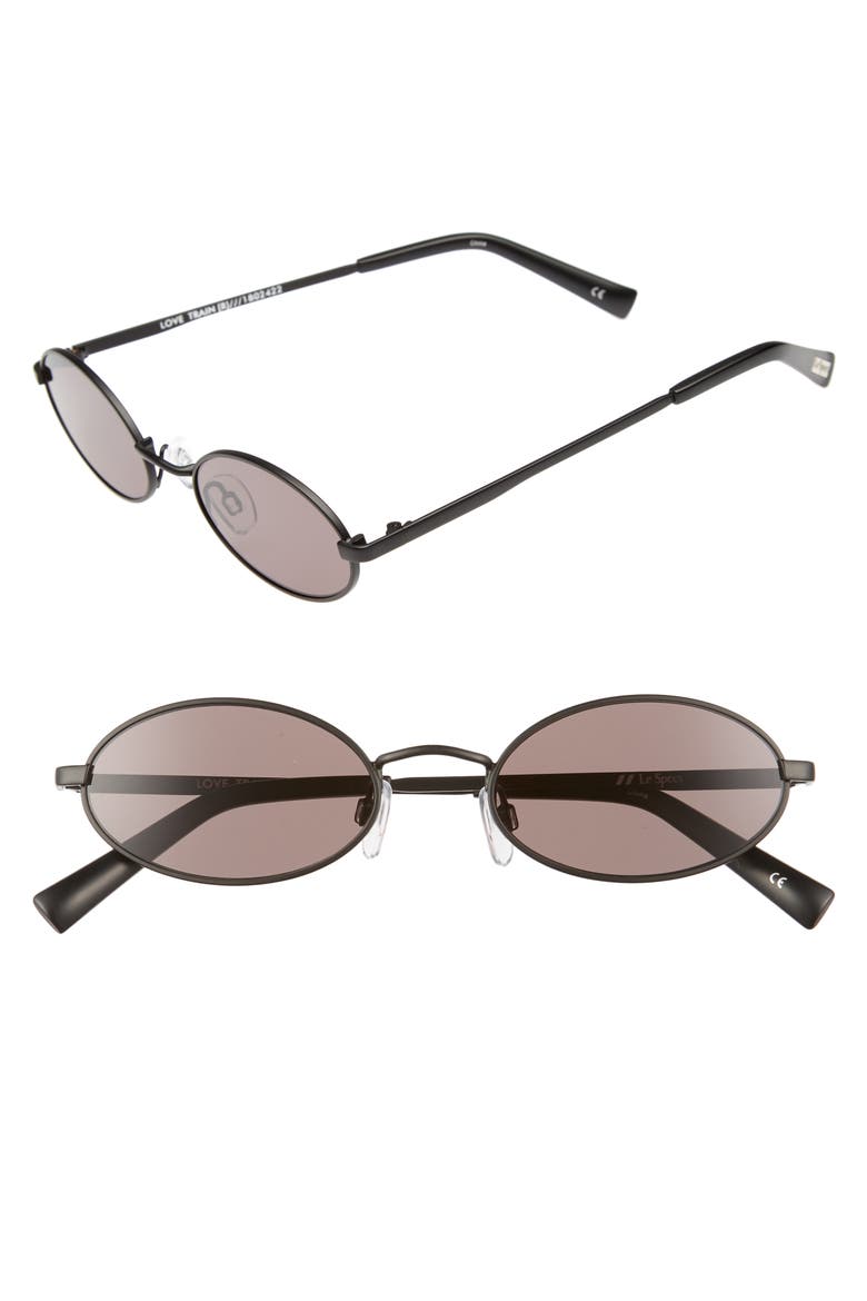 Love Train 51mm Oval Sunglasses, Main, color, MATTE BLACK