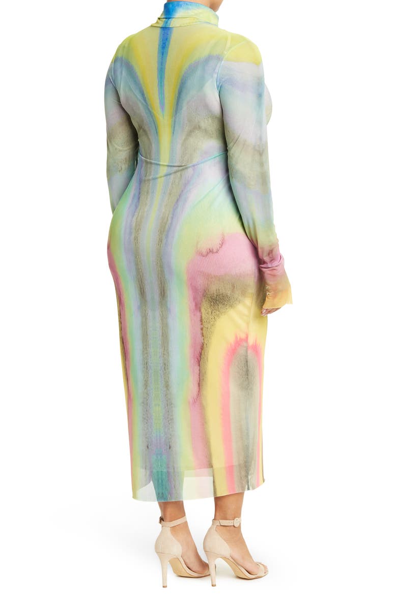 AFRM Shailene Long Sleeve Mesh Midi Dress, Alternate, color, 