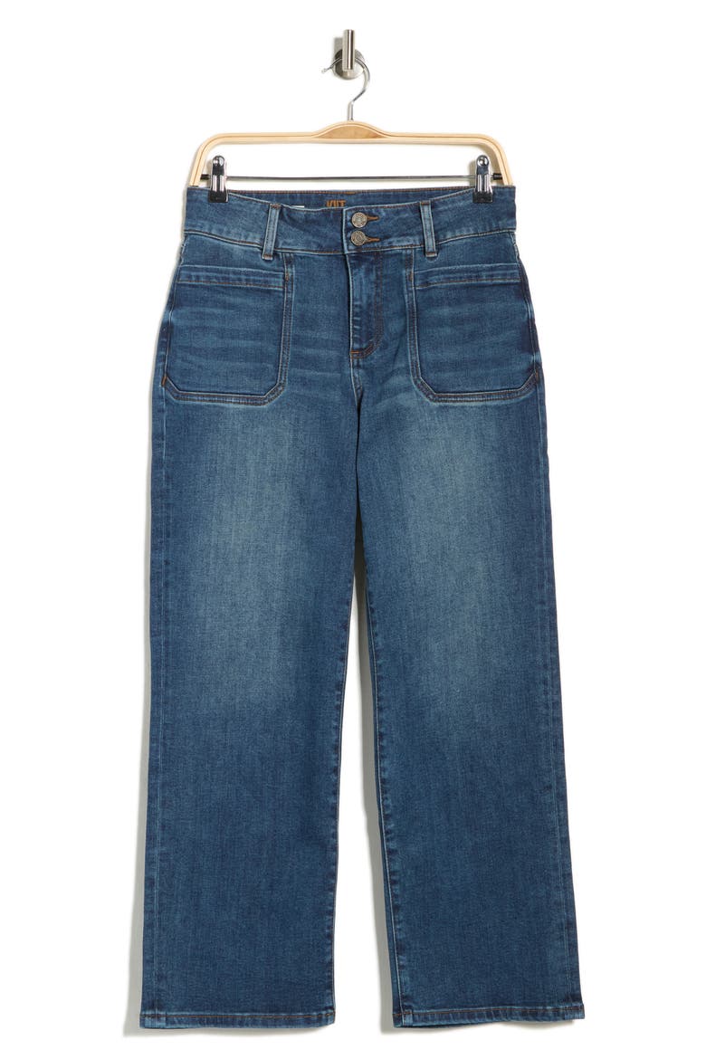 Lucy Patch Pocket High Waist Ankle Wide Leg Jeans, Alternate, color, SALVIA