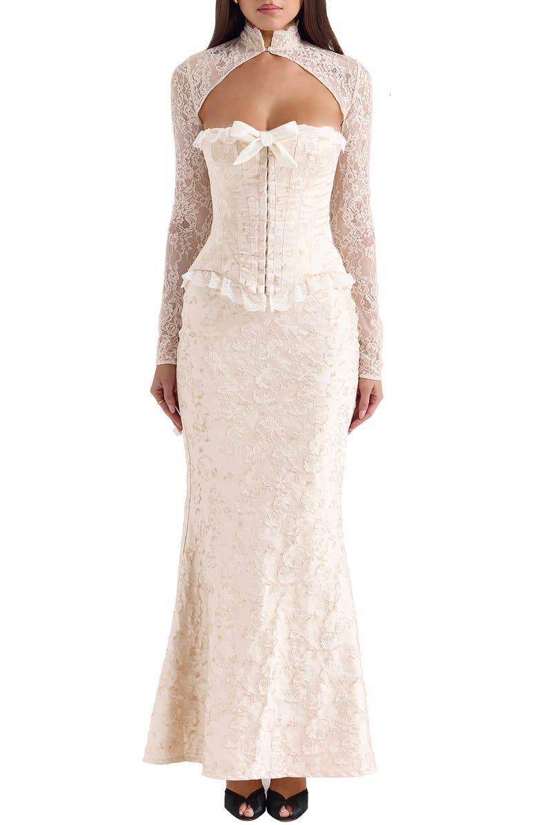 HOUSE OF CB Mara Embroidered Maxi Skirt, Main, color, Ivory