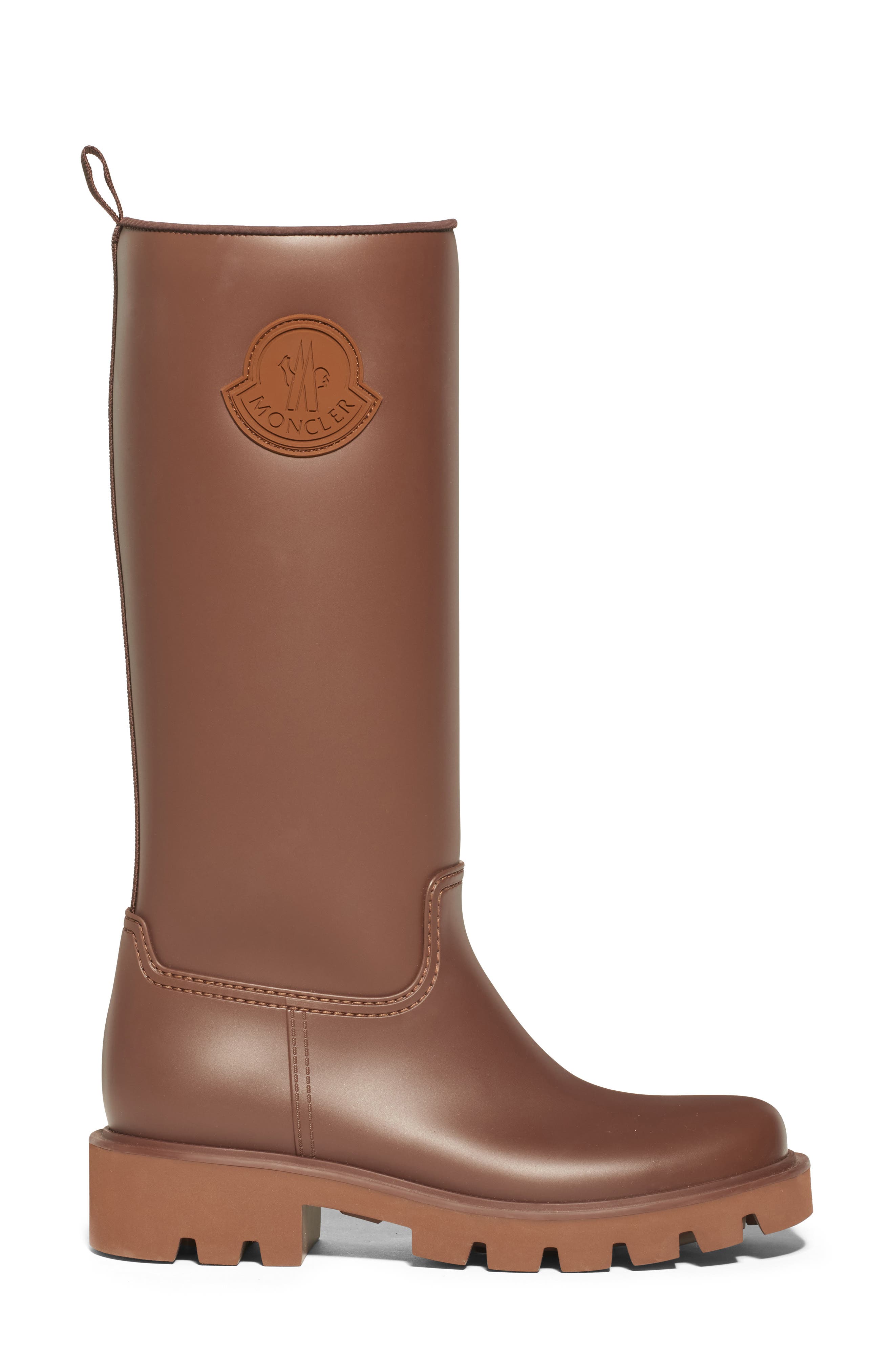 Moncler Kickstream Waterproof Knee High Rain Boot, Alternate, color, Brown