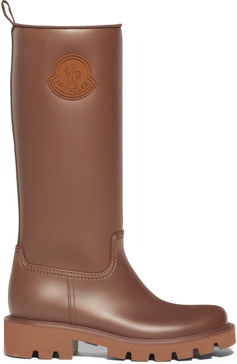 Moncler Kickstream Waterproof Knee High Rain Boot, Alternate, color, Brown