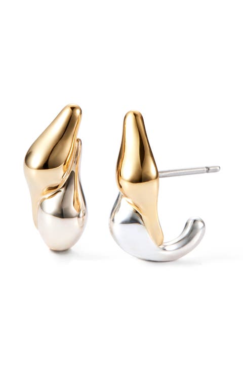 Egret Huggie Earrings