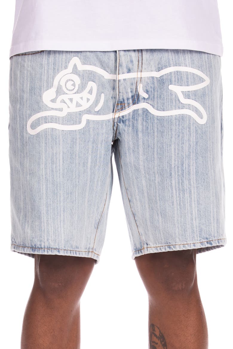 A La Mode Denim Shorts, Alternate, color, BLUE STRIPE