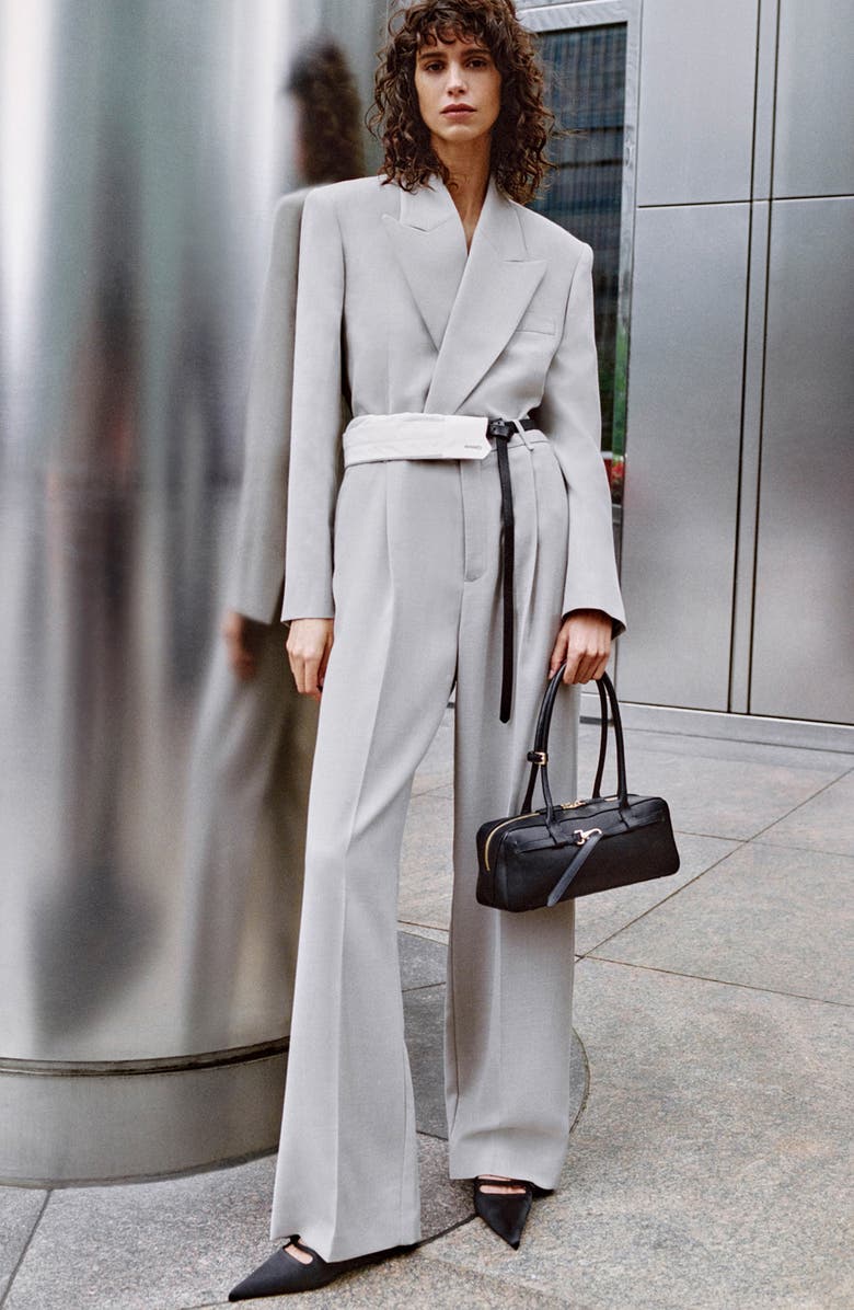 MANGO Foldover Waist Straight Leg Suit Pants, Alternate, color,