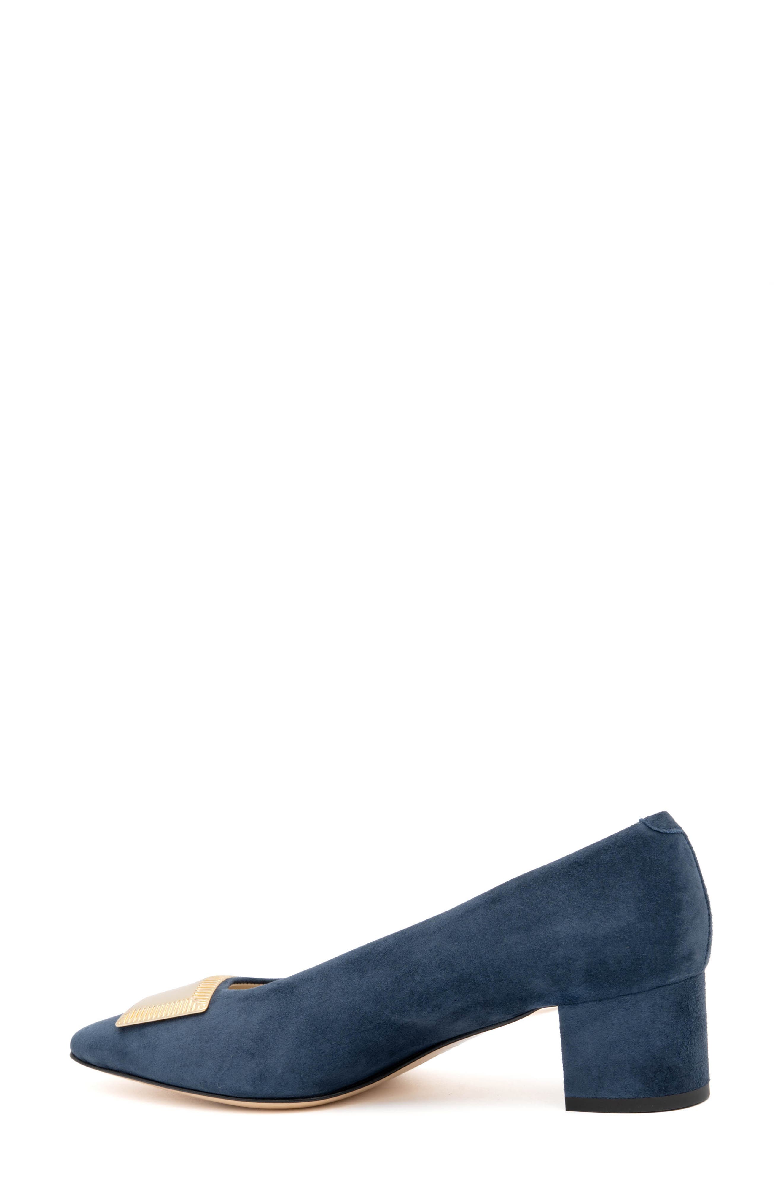 Piramide Pointed Toe Pump, Alternate, color, NAVY CASHMERE GOLD ORNAMENT