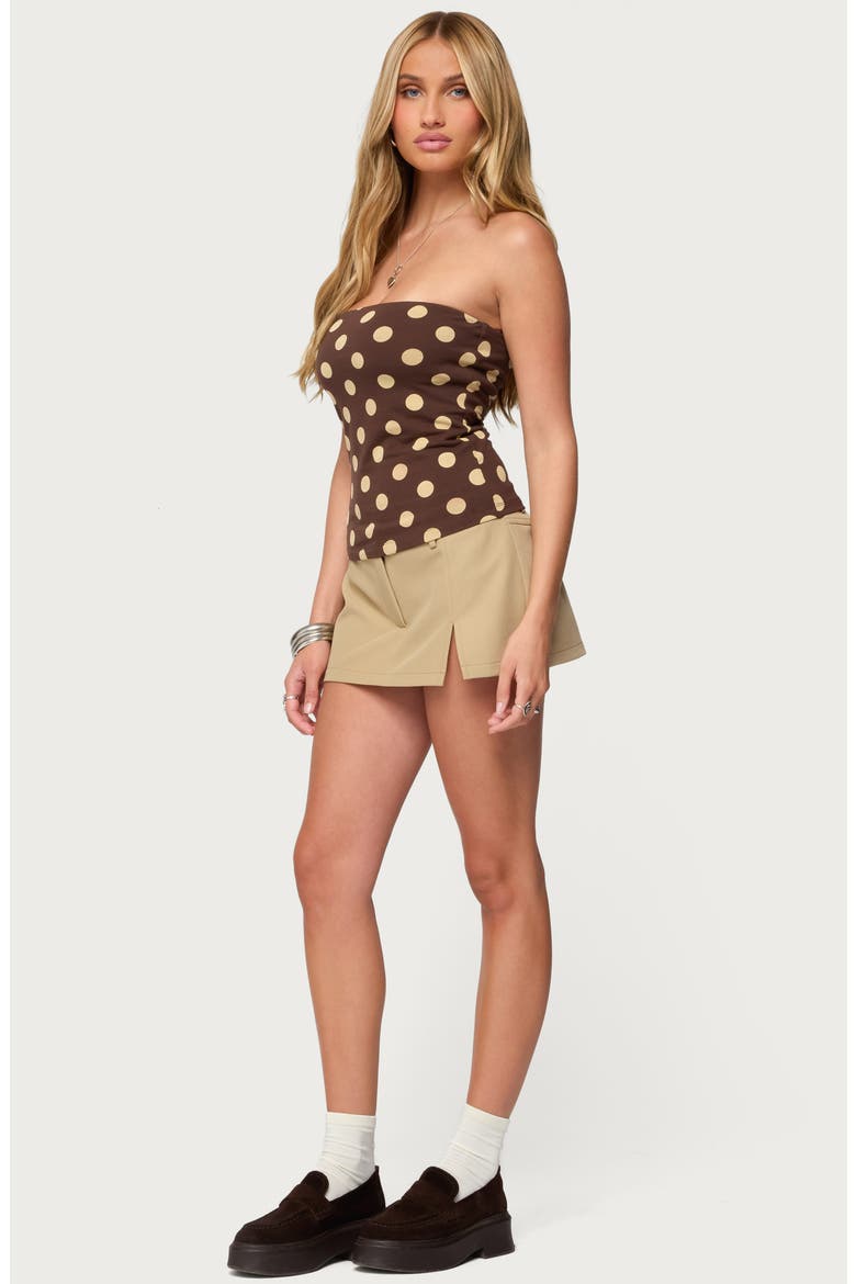 Polka Dot Tube Top, Alternate, color, BROWN