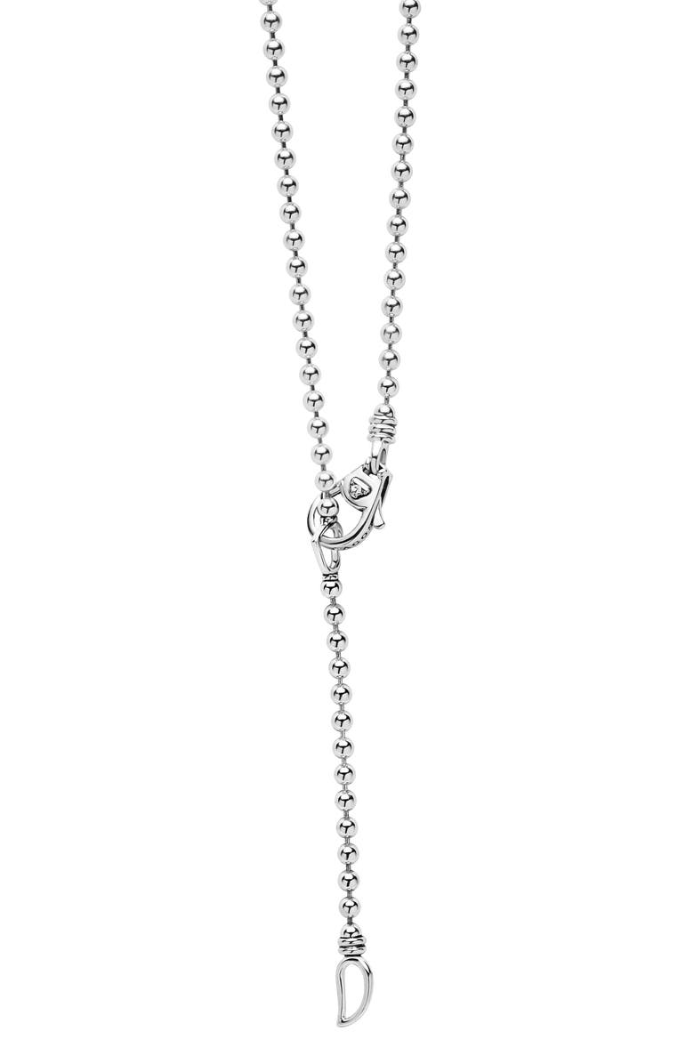 LAGOS Caviar Spark Lightning Bolt Diamond Pendant Necklace, Alternate, color, Silver