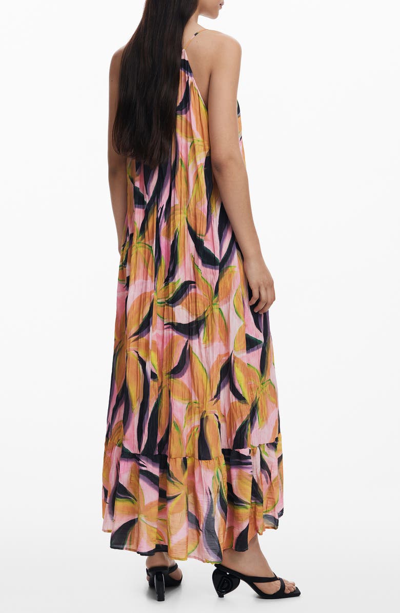 Desigual Floral Crinkled Midi Sundress, Alternate, color, Pink