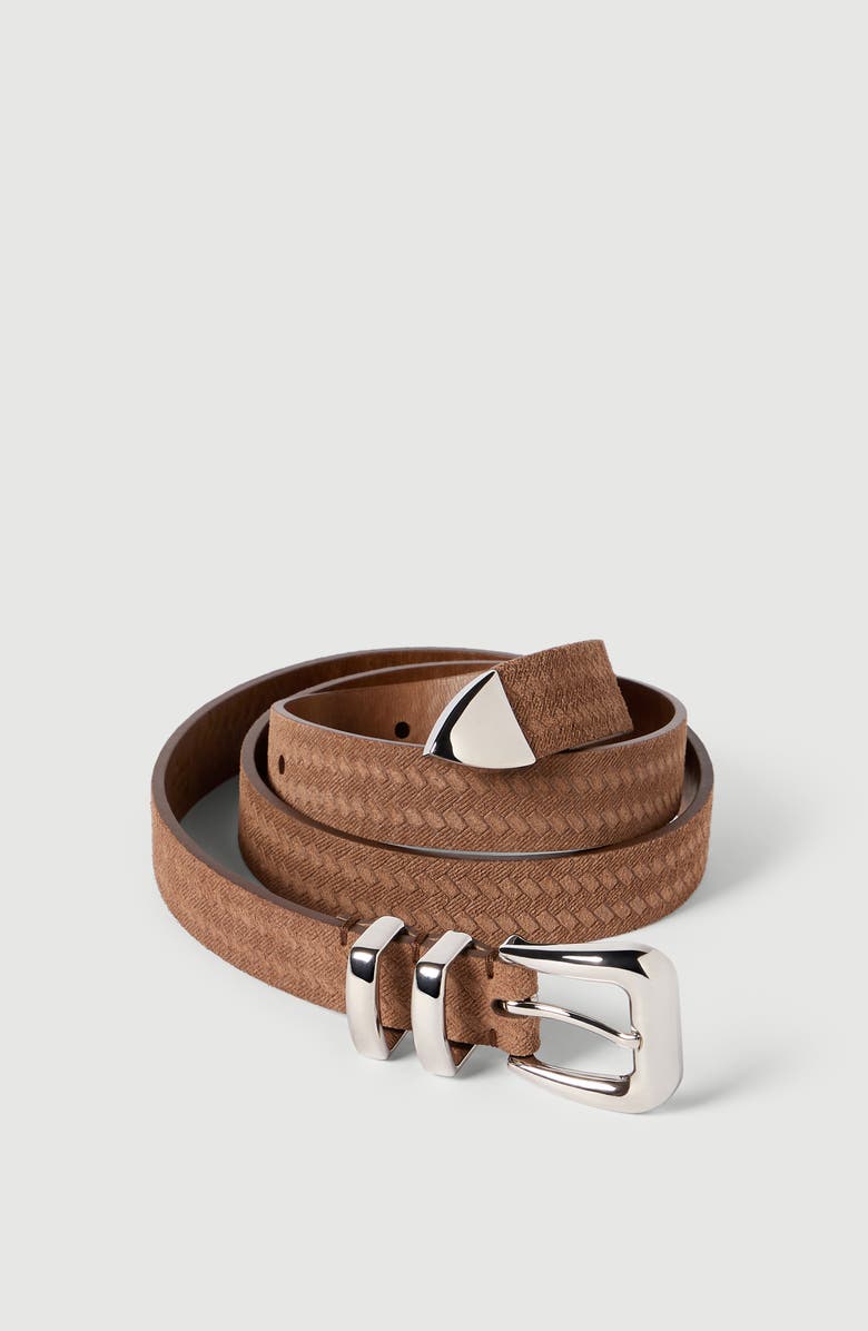Brunello Cucinelli Reversed calfskin belt, Alternate, color, Hazelnut