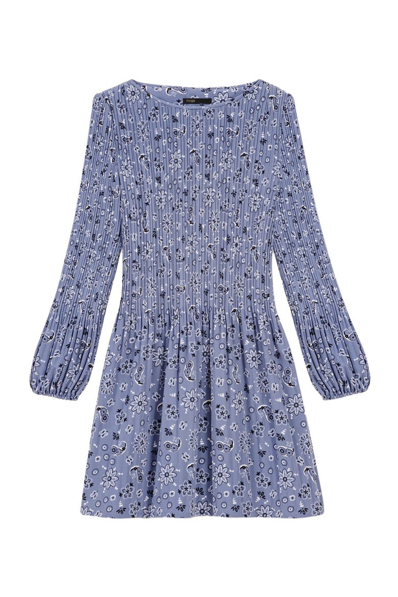 Patterned pleated dress, Alternate, color, Blue bandana print