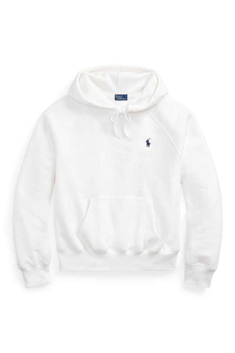 Shrunken Fleece Cotton Blend Hoodie, Alternate, color, WHITE