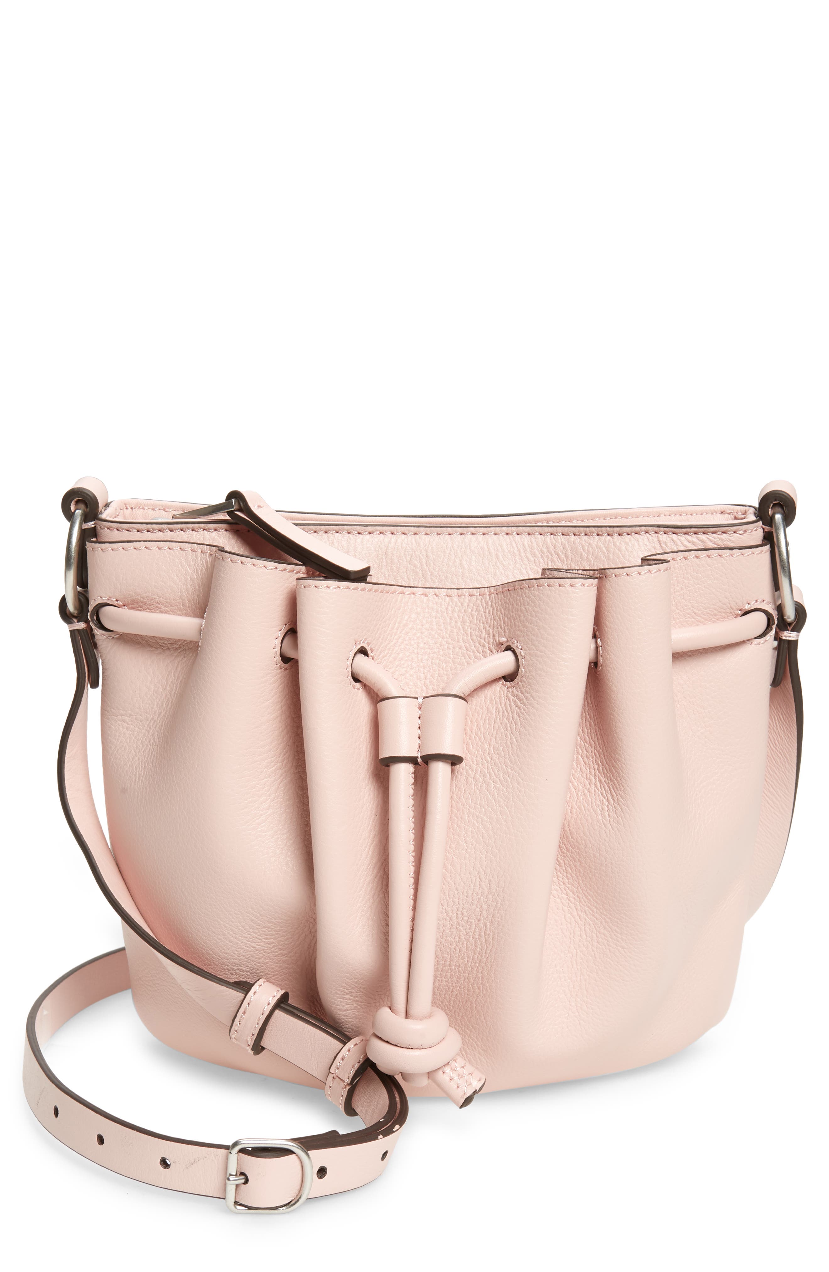 Delaney Leather Crossbody Bag, Main, color, PINK SMOKE