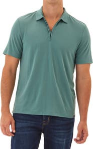 Threads 4 Thought Erick Solid Peached Piqué Zip Polo