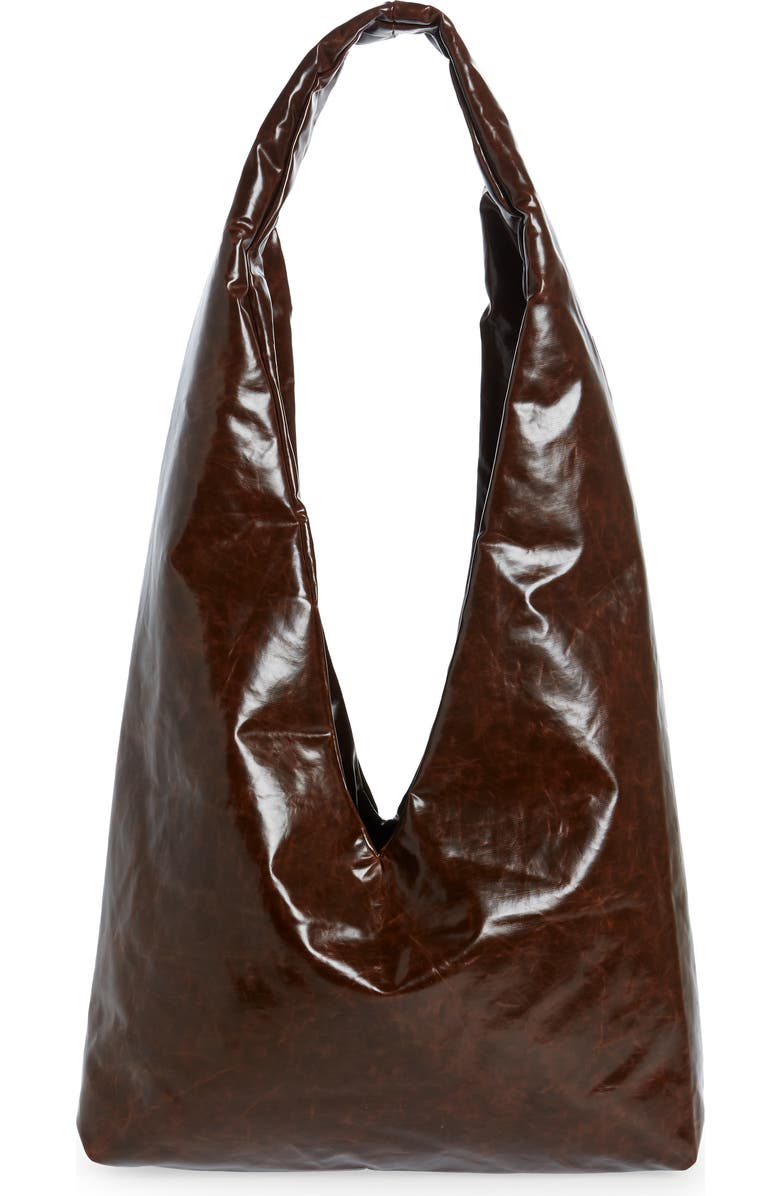 KASSL Medium Anchor Oiled Canvas Shoulder Bag, Main, color, Dark Brown