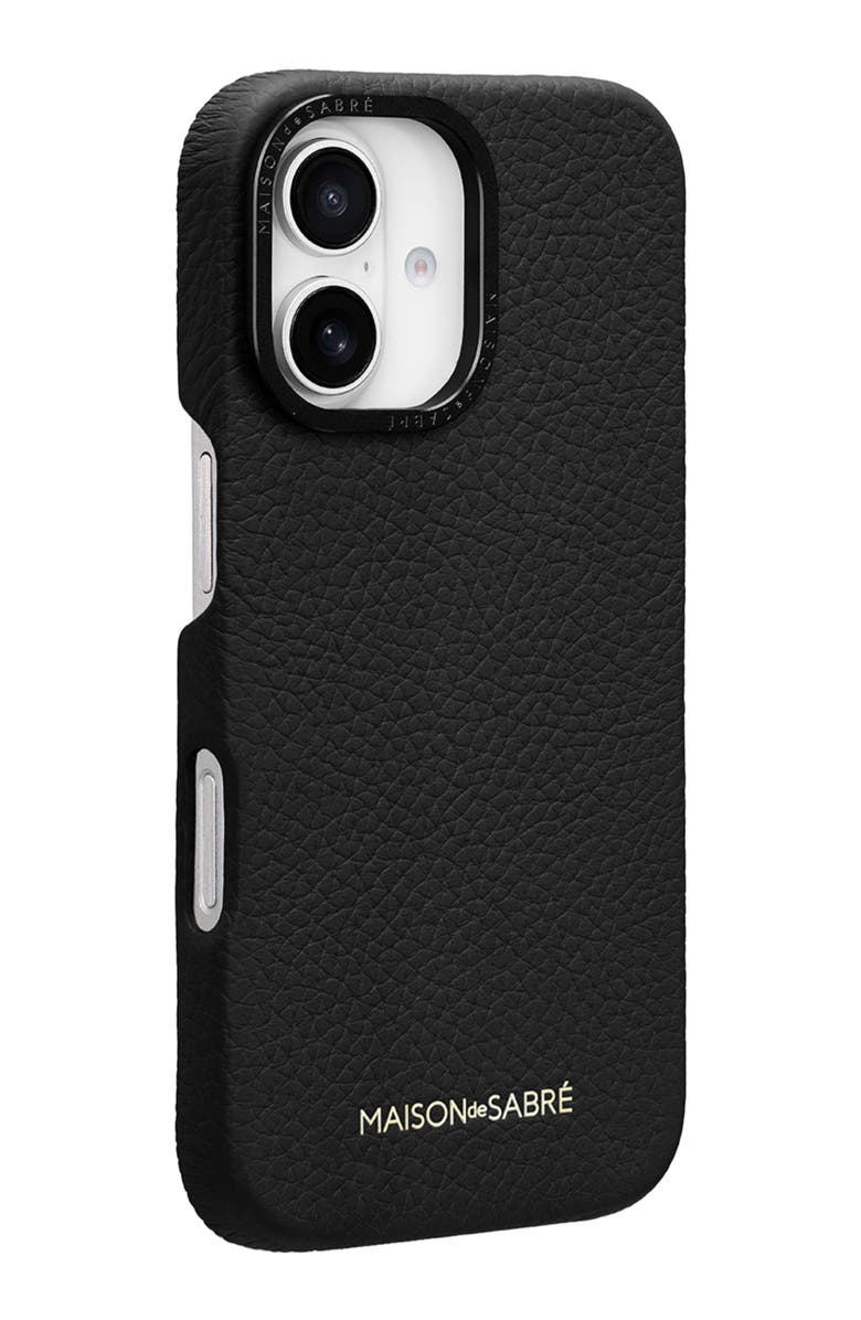 MAISON de SABRÉ Leather Phone Case, Alternate, color, Black Caviar