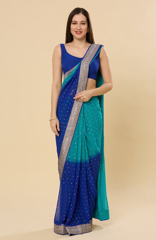 One Minute Saree® Celia Pre-draped Georgette Saree In Blue