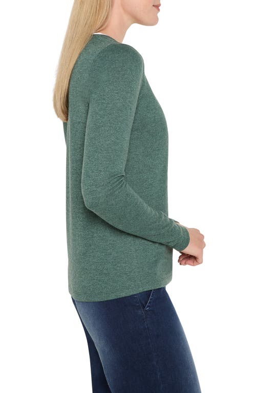 Nzt By Nic+zoe Cozy Double Layer Split Neck Top In Green