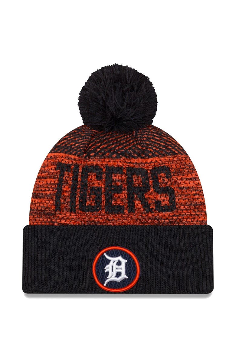 New Era Men's New Era Navy Detroit Tigers Authentic Collection Sport Cuffed Knit Hat with Pom, Main, color, Navy