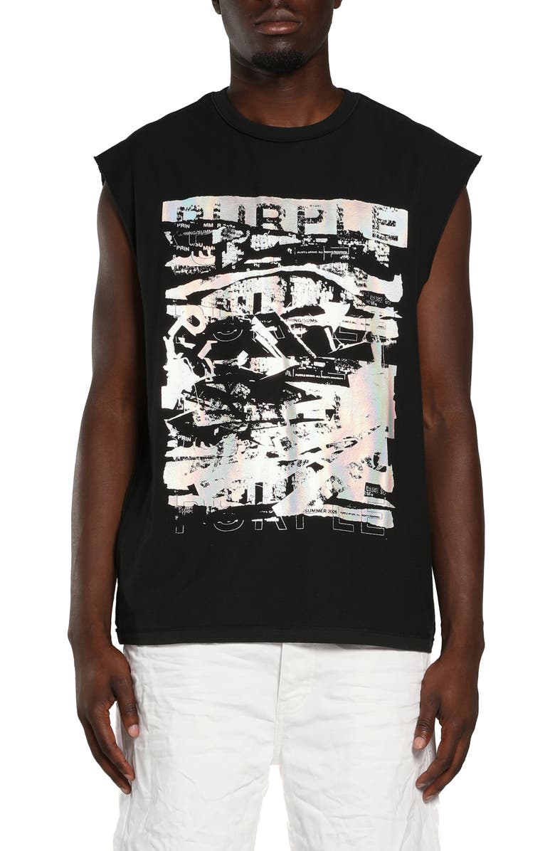 PURPLE BRAND Graphic Print Sleeveless Muscle T-Shirt, Main, color, Black