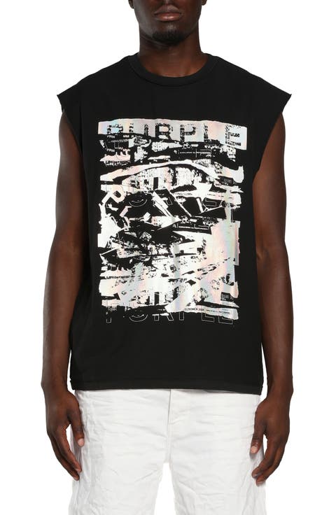 Graphic Print Sleeveless Muscle T-Shirt