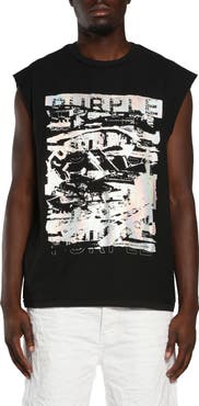 PURPLE BRAND Graphic Print Sleeveless Muscle T-Shirt