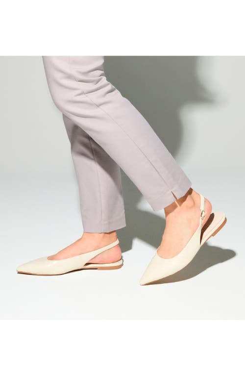 Yosi Samra Vera Pointed Toe Slingback Flat In Bone Croc