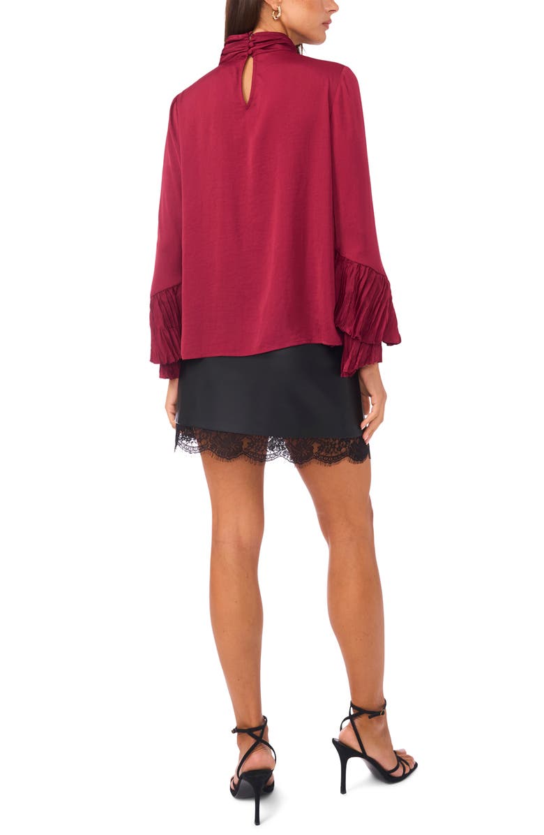 Vince Camuto Ruffle Bell Sleeve Mock Neck Top, Alternate, color, Boysenberry
