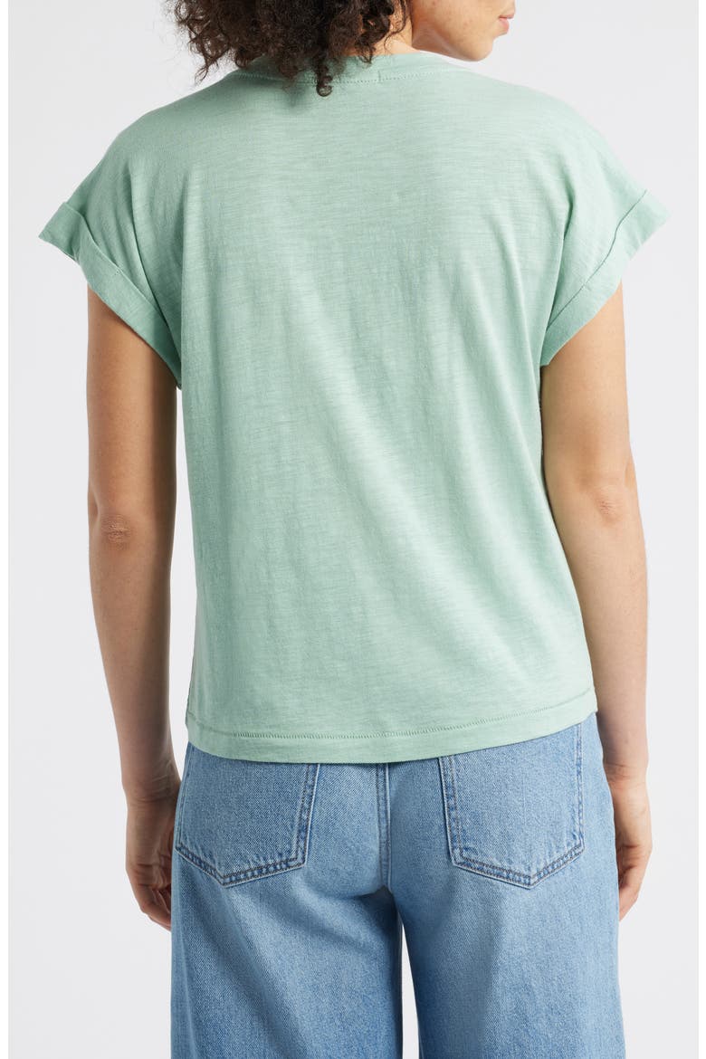 Embroidered Eyelet Cap Sleeve T-Shirt, Alternate, color, VINTAGE JADE