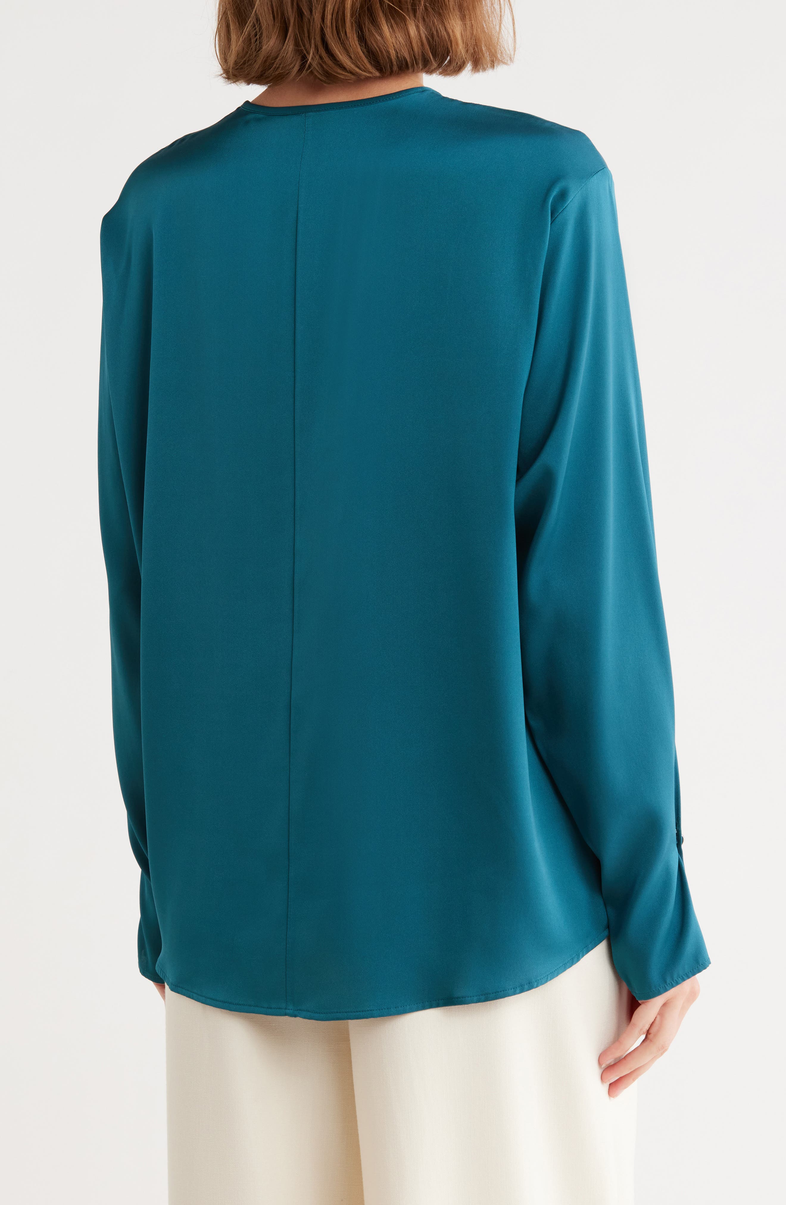 BOSS Binale Keyhole Stretch Silk Top (Women) | Nordstromrack