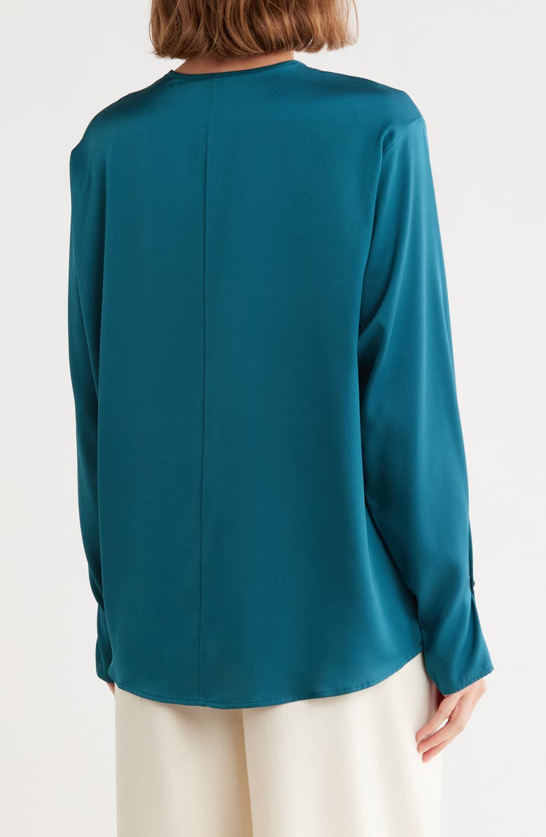 BOSS Binale Keyhole Stretch Silk Top, Alternate, color, Open Green
