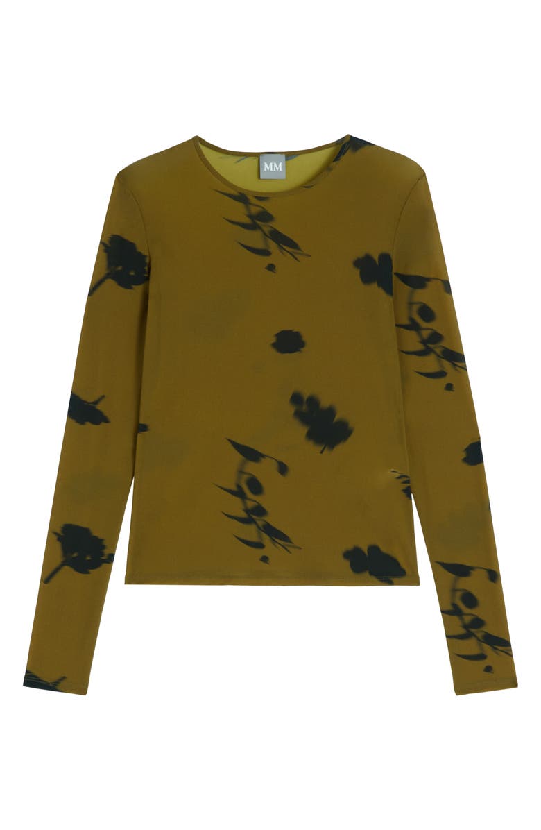 MM by Max Mara Effetto Floral Print Long Sleeve Shirt, Alternate, color, Olive Green