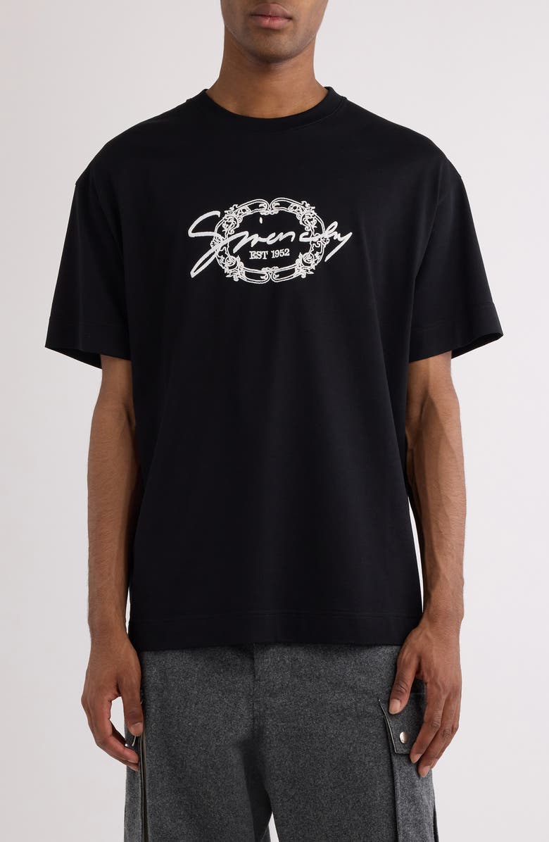 Givenchy Regular Fit Crest Embroidered T-Shirt, Main, color, Black