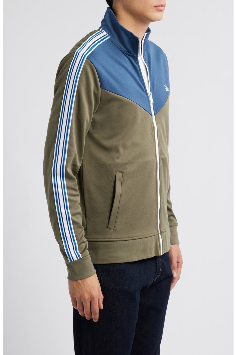 Chevron Double Knit Track Jacket, Alternate, color, DUSTY OLIVE